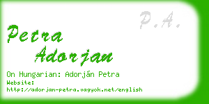petra adorjan business card